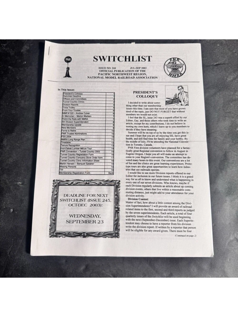 Vintage Switchlist Pamphlet Lot Pacific Northwest Region NMRA 1997-2003 Railway